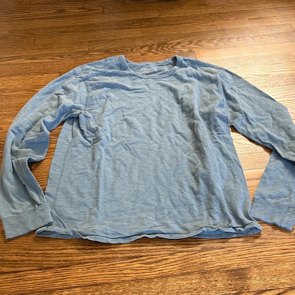 J. Crew Heather Slate Blue Graphic Logo Sweatshirt Size Medium
